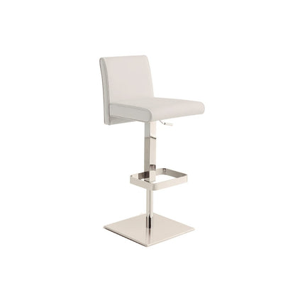Vittoria Adjustable 360 Swivel Bar Stool In White Top Grain Leather