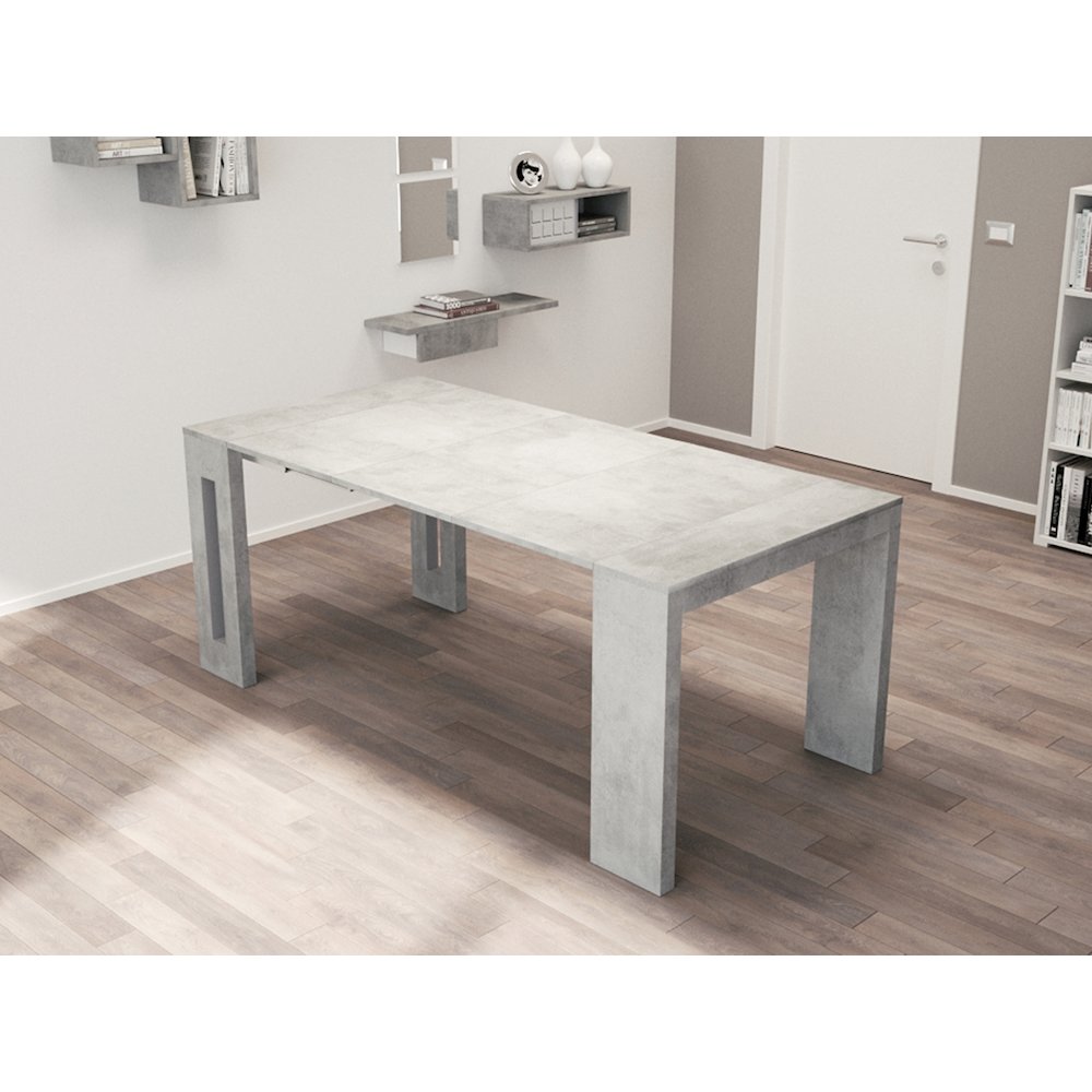 Erika Extendable Console Table In Light Gray Concrete Melamine
