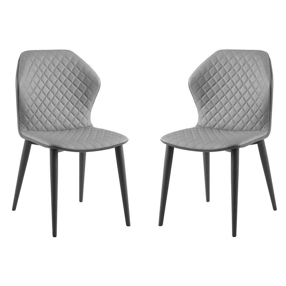 Olivia Set Of 2 Dining Chair In Gray Pu Leather