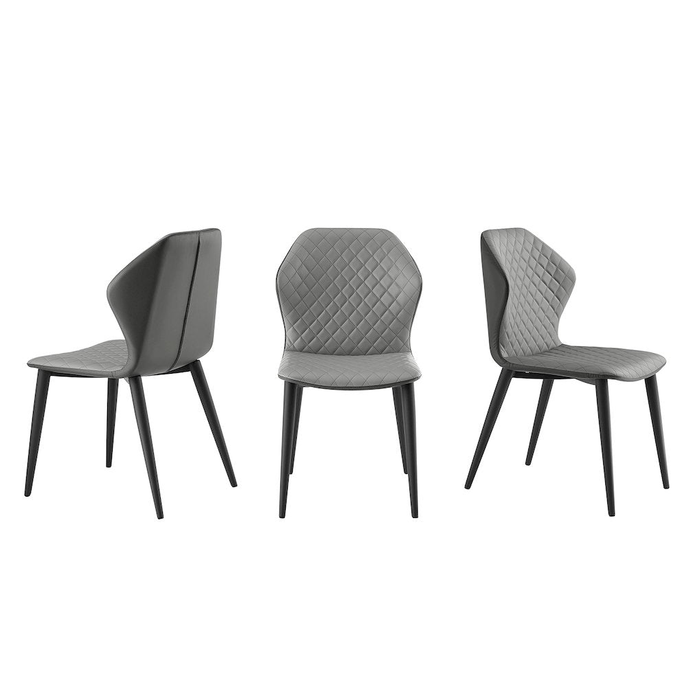 Olivia Set Of 2 Dining Chair In Gray Pu Leather