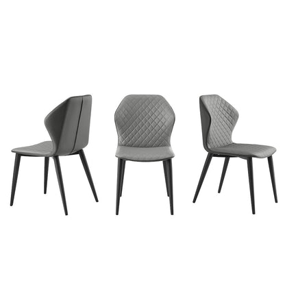 Olivia Set Of 2 Dining Chair In Gray Pu Leather