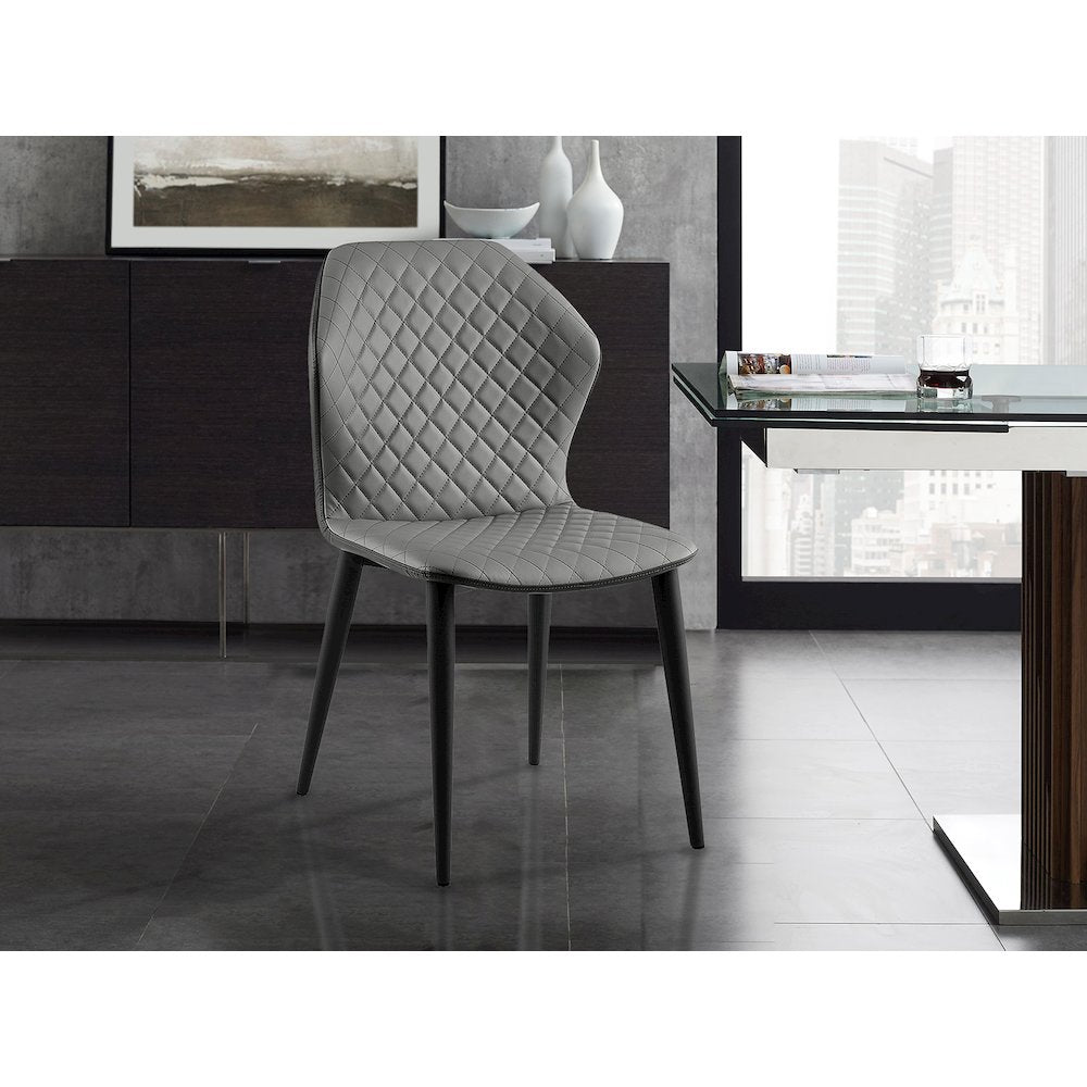 Olivia Set Of 2 Dining Chair In Gray Pu Leather