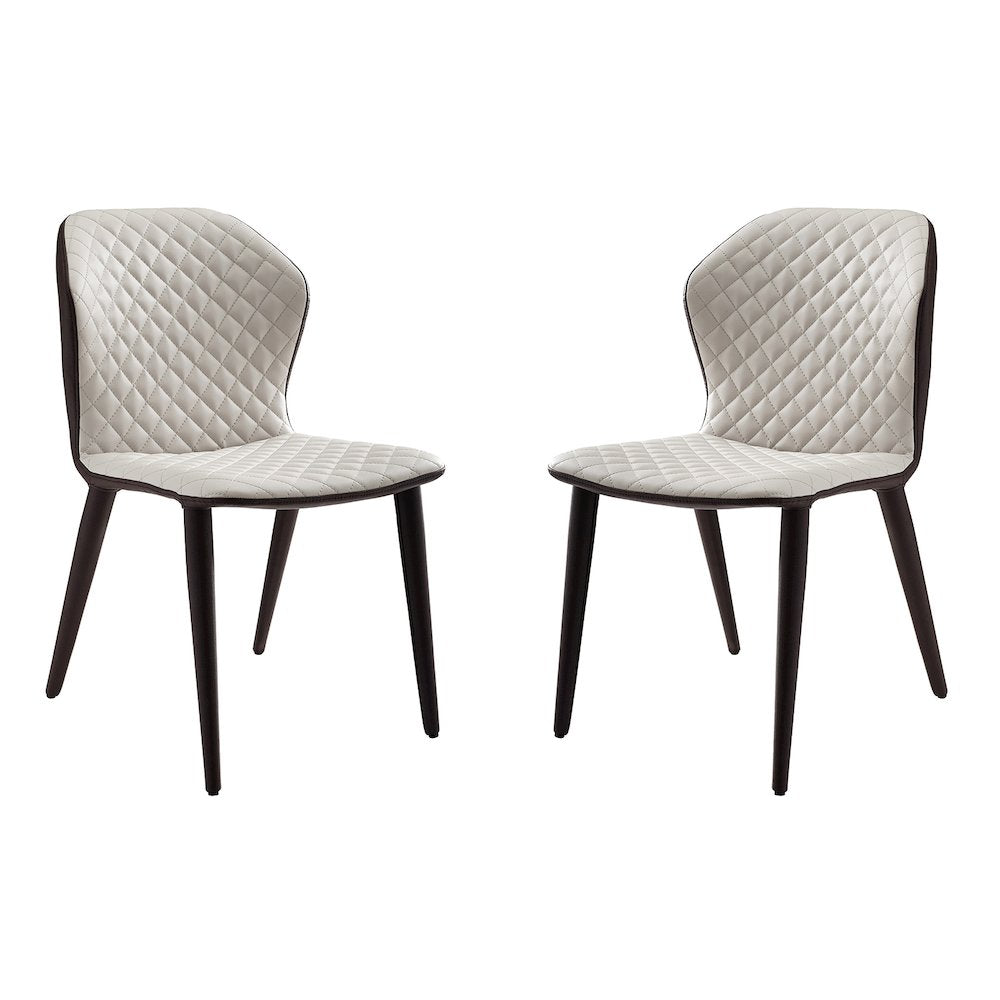 Olivia Set Of 2 Dining Chair In Beige Pu Leather