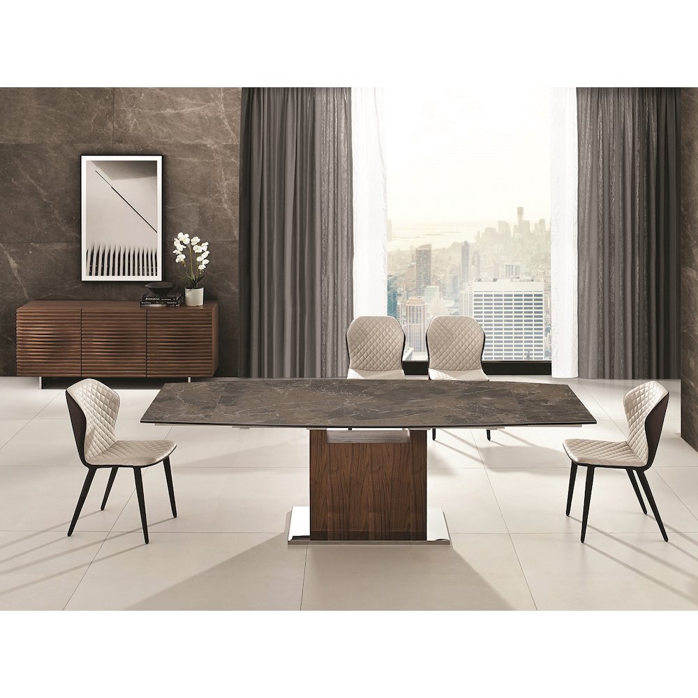 Olivia Set Of 2 Dining Chair In Beige Pu Leather