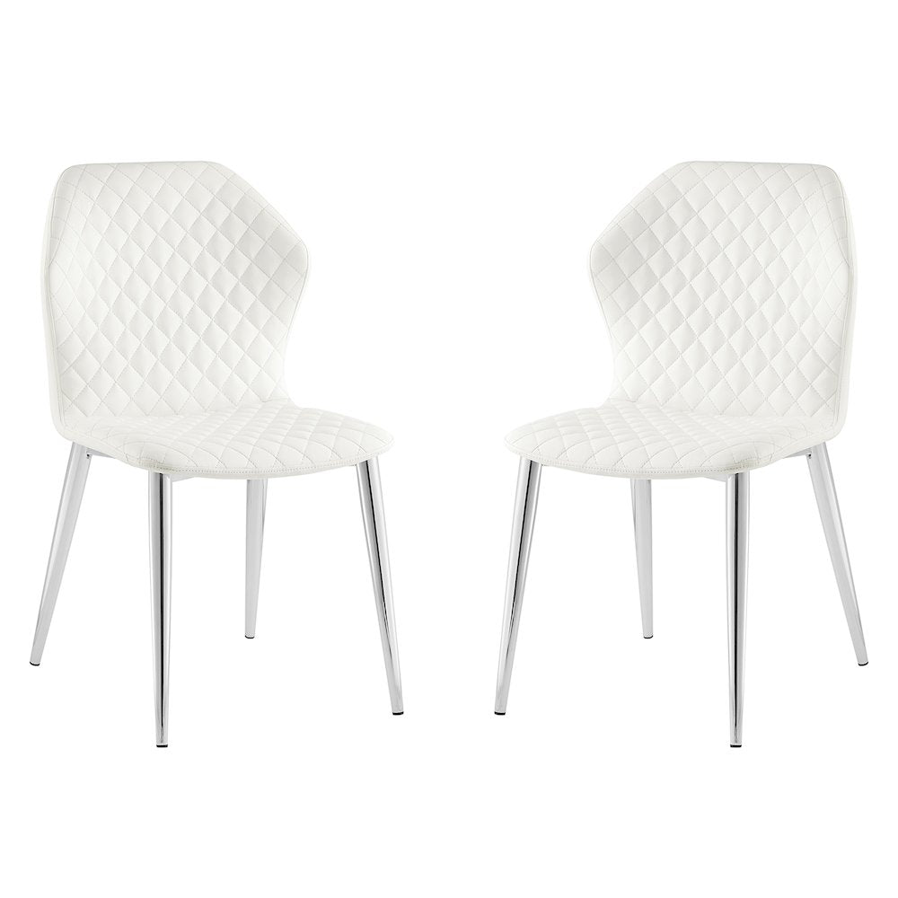 Olivia Set Of 2 Dining Chair In White Pu Leather
