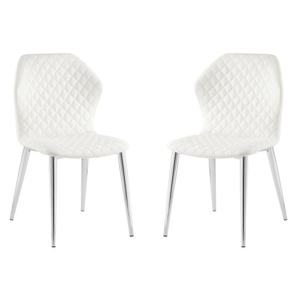 Olivia Set Of 2 Dining Chair In White Pu Leather