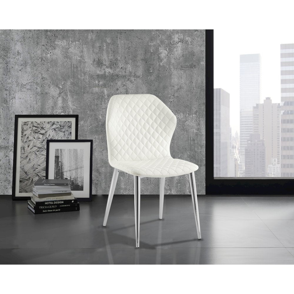 Olivia Set Of 2 Dining Chair In White Pu Leather