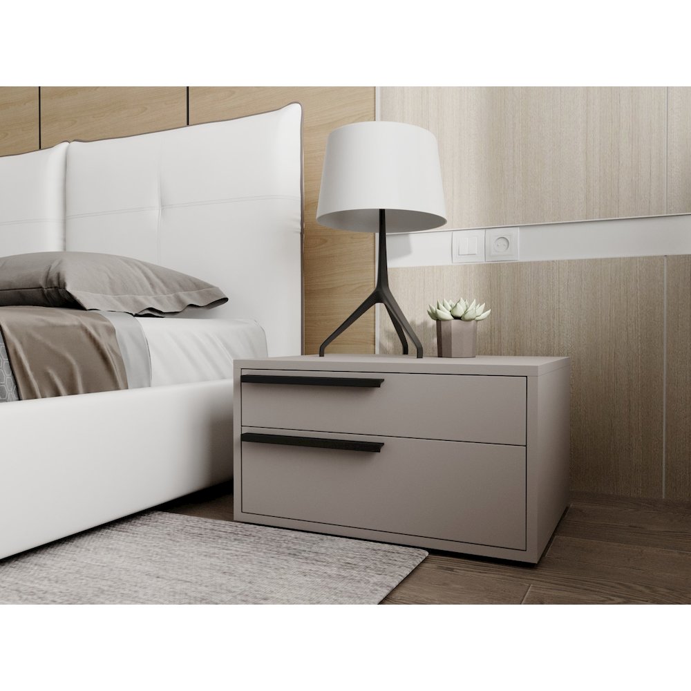 Carter Set 2 nightstand in taupe matte
