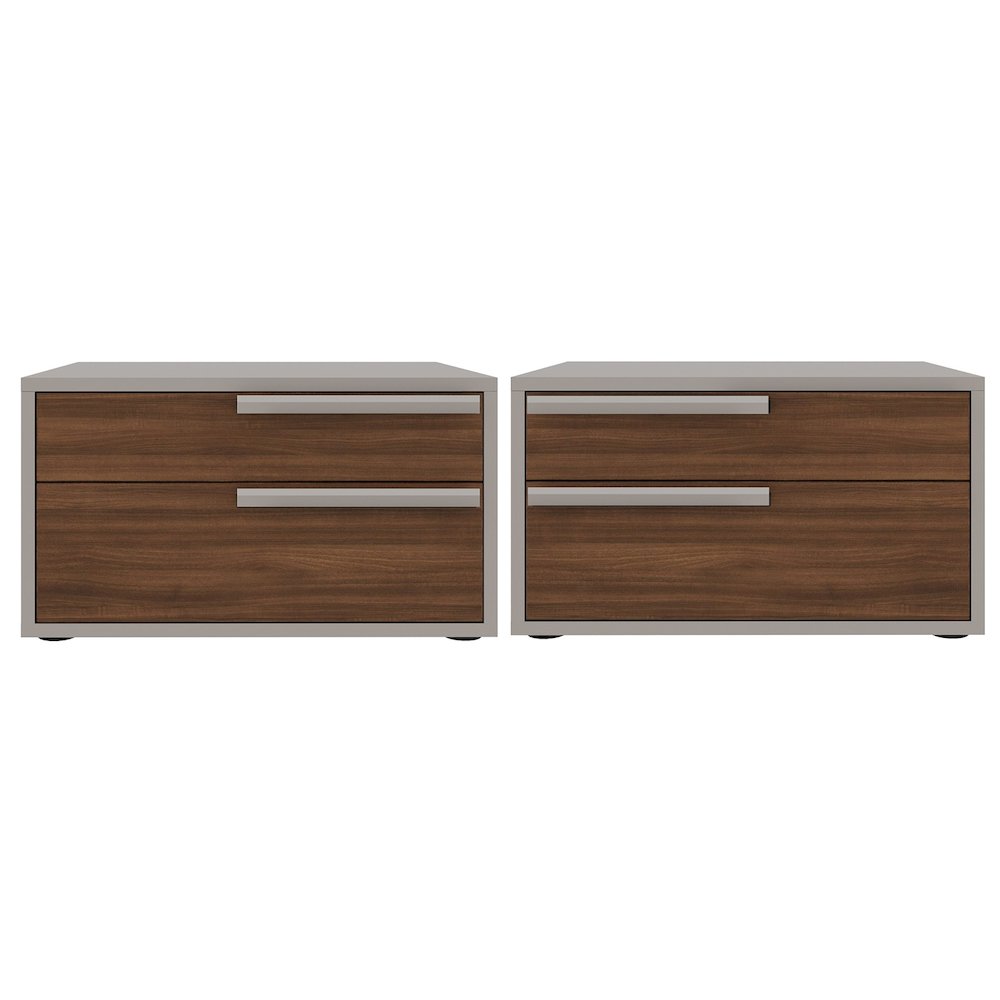 Carter Set 2 nightstand in walnut-taupe