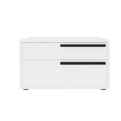 Carter Right Nightstand In White High Gloss With Black Handle