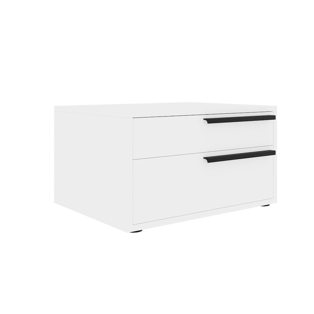 Carter Right Nightstand In White High Gloss With Black Handle