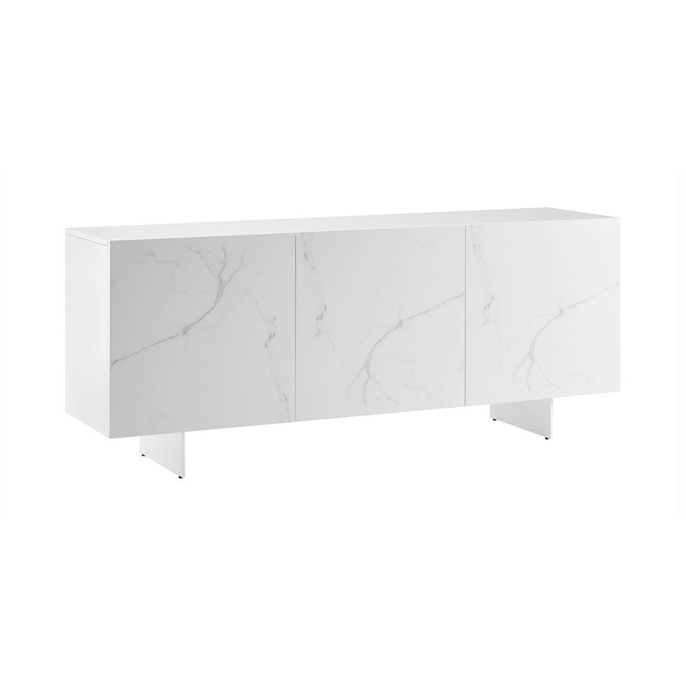 Hugo Buffet In White Marbled Porcelain With Storage