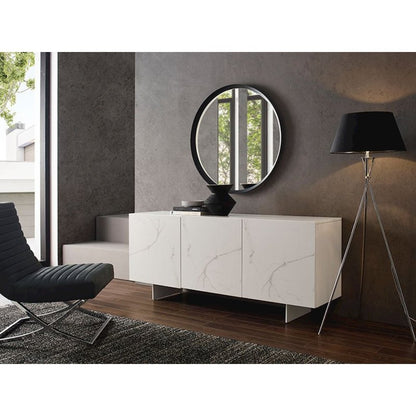 Hugo Buffet In White Marbled Porcelain With Storage
