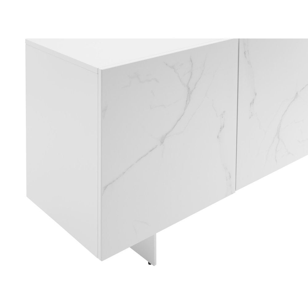 Hugo Buffet In White Marbled Porcelain With Storage