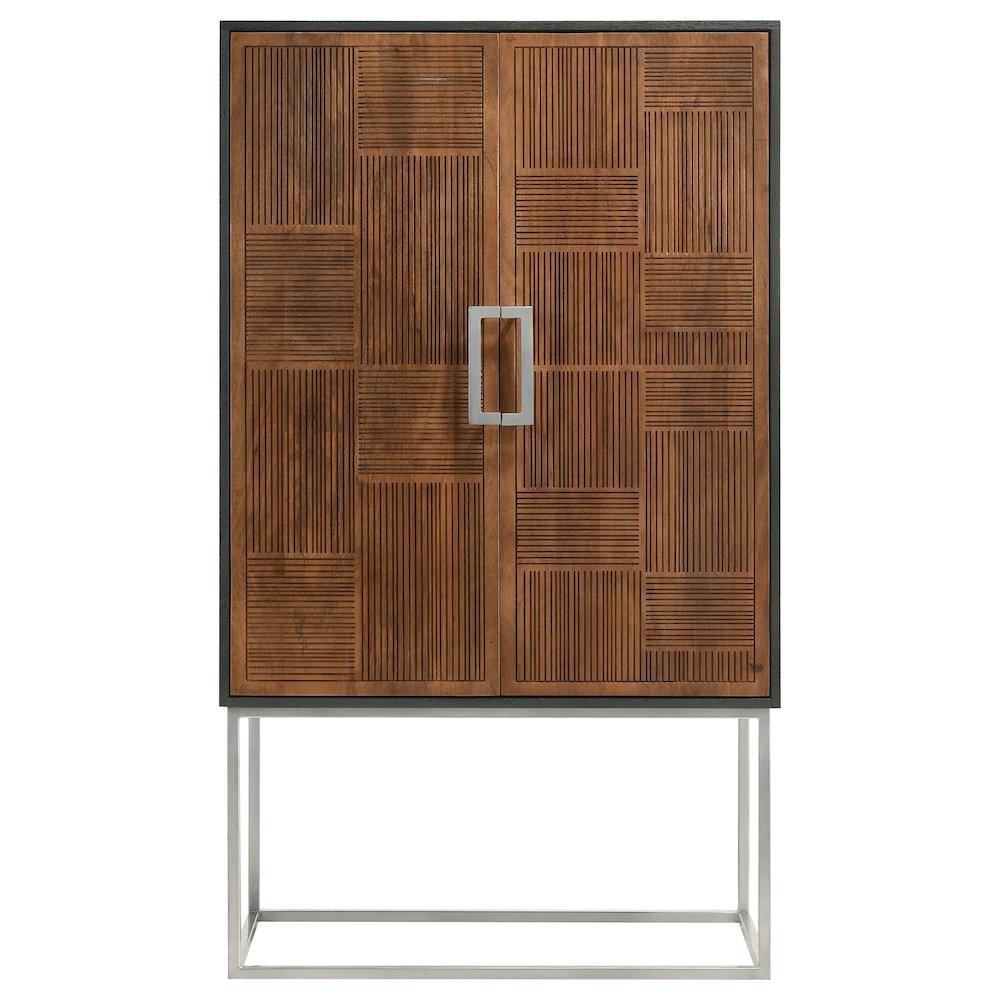 Wine Cabinet with Storage, Bar Cabinet, Mini Bar, Walnut & Black Design