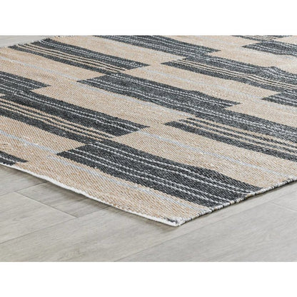 Boulder 5x8 Indoor Outdoor Handwoven Stripe Charcoal Area Rug by Kosas Home