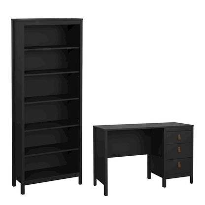 Madrid 2-Piece Home Office Set with Desk and Bookcase, Matte Black