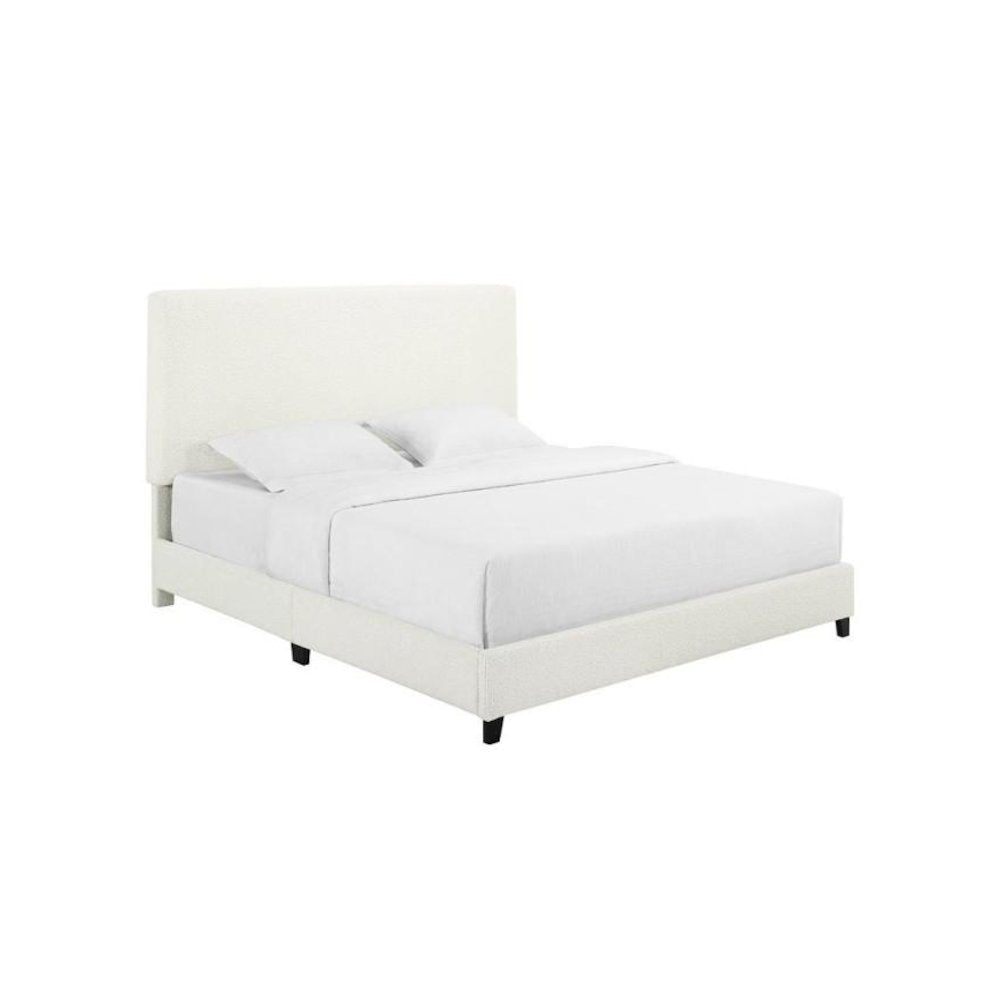 Queen Size Tall Boucle Headboard Upholstered Platform Bed