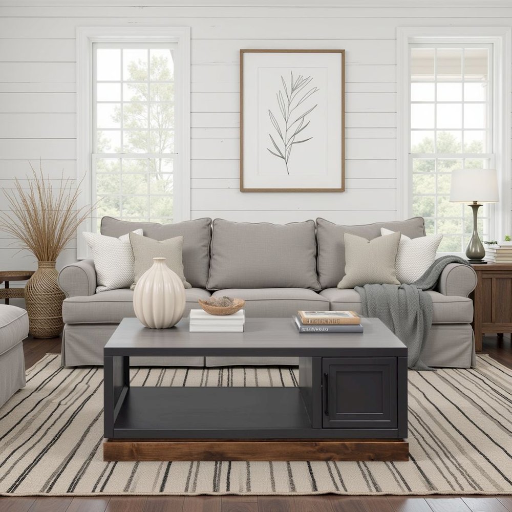 Nora 48" Coffee Table with Doors and Open Storage