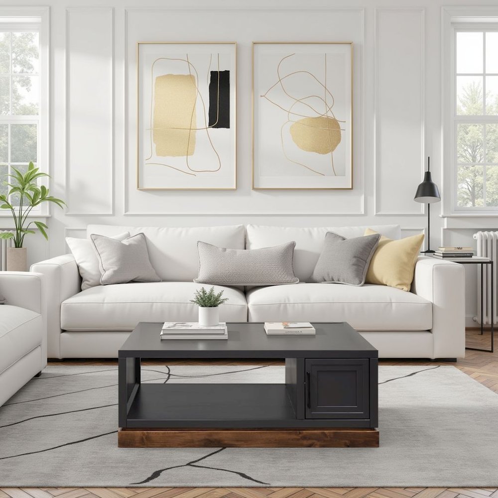 Nora 48" Coffee Table with Doors and Open Storage