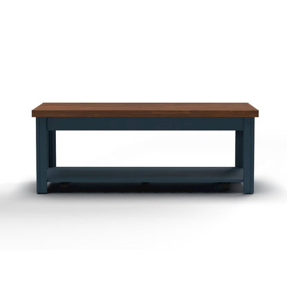 Nantucket 48 inch Coffee Table, Blue Denim and Whiskey Finish