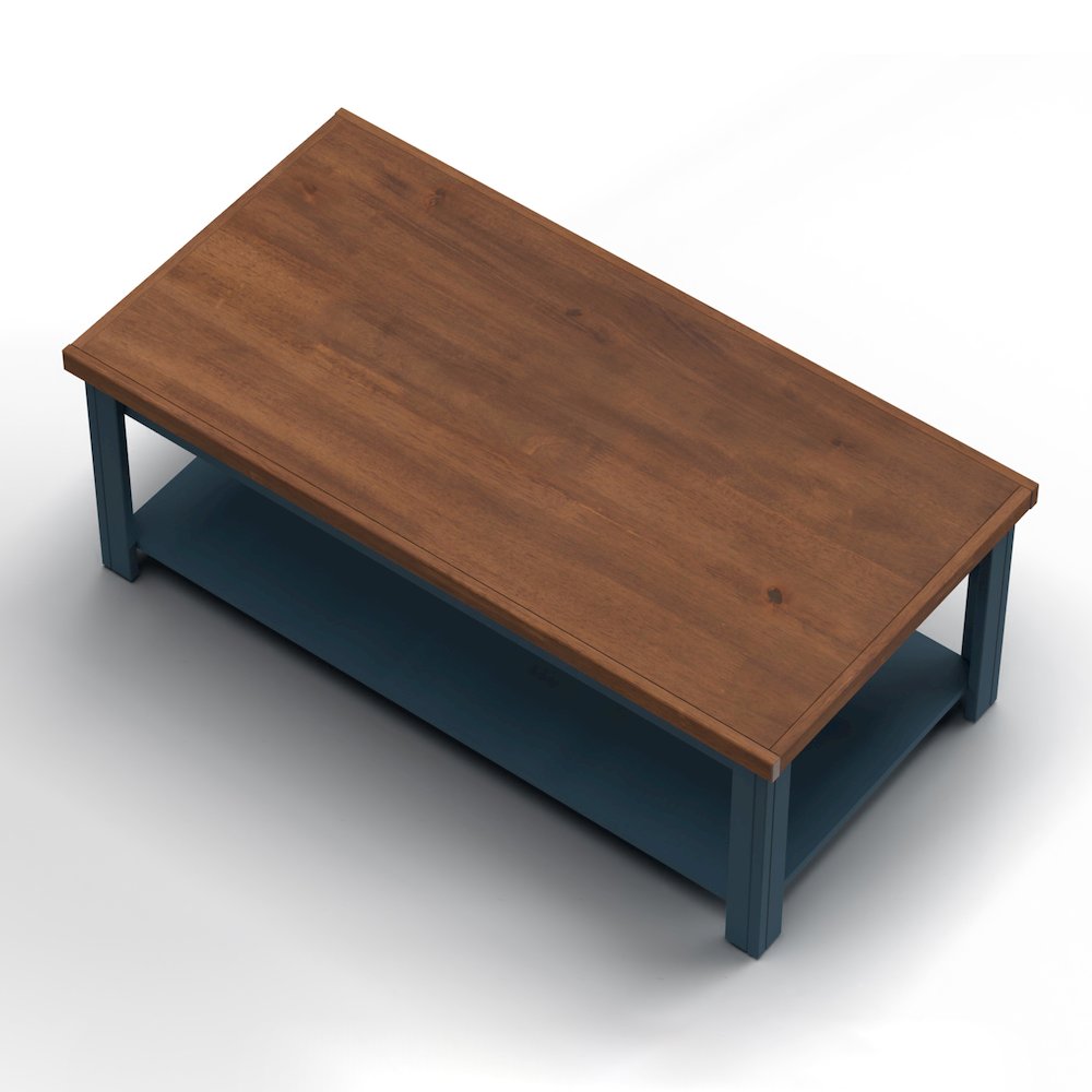 Nantucket 48 inch Coffee Table, Blue Denim and Whiskey Finish