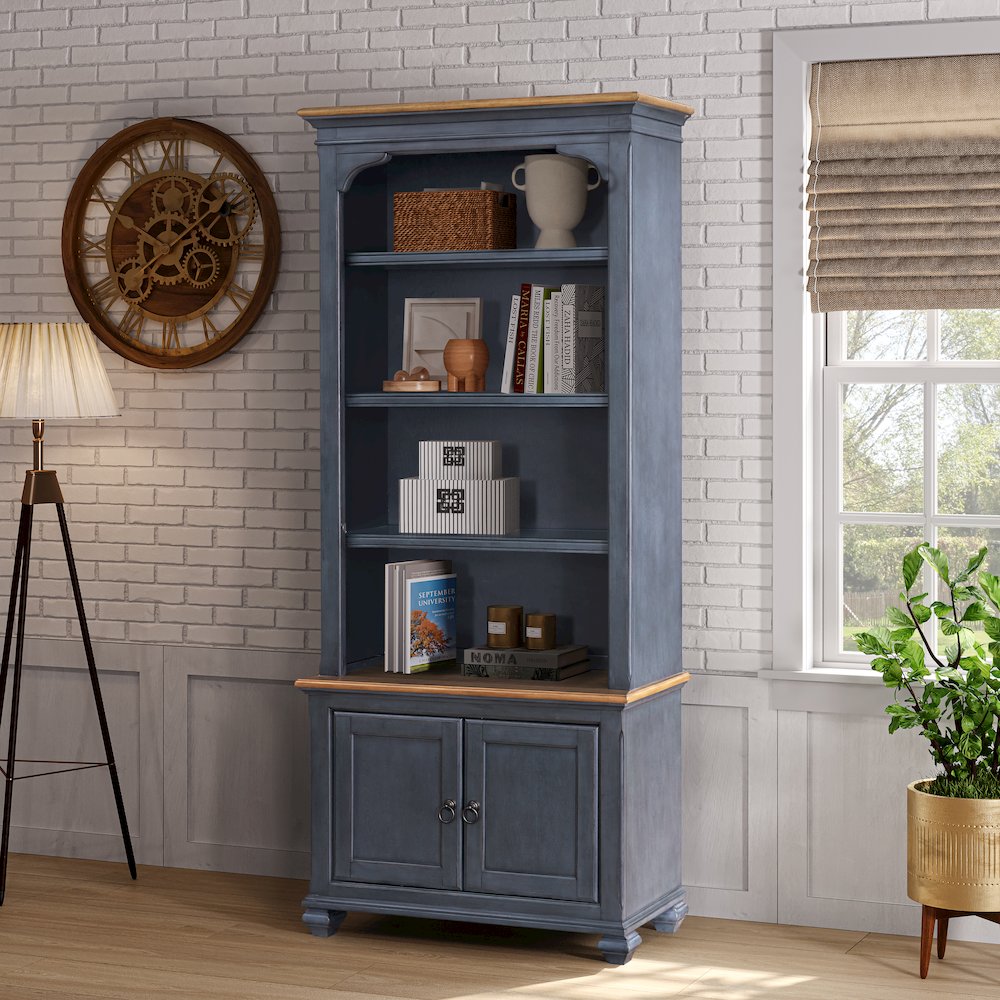Americana 84" Farmhouse Bookcase with Storage & Display Lighting