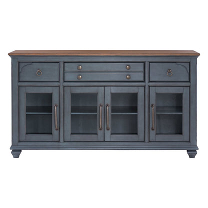Americana 66" Farmhouse Sideboard with Glass Doors & Soft-Close Storage