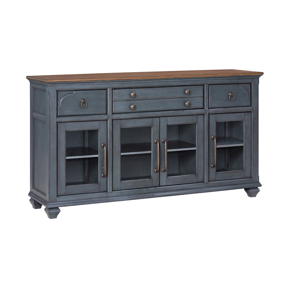 Americana 66" Farmhouse Sideboard with Glass Doors & Soft-Close Storage