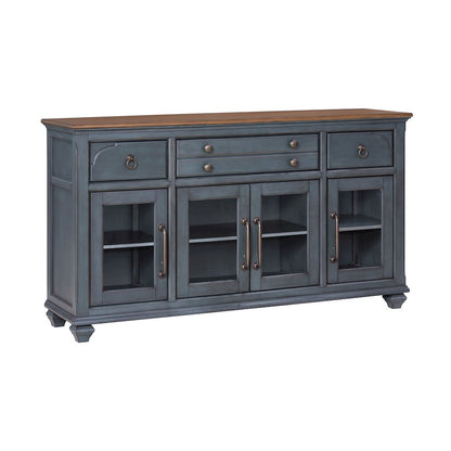 Americana 66" Farmhouse Sideboard with Glass Doors & Soft-Close Storage