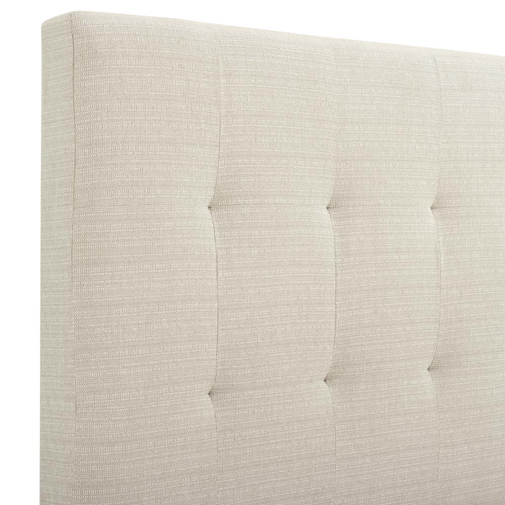 Queen Size Tall Tan Tufted Headboard Upholstered Platform Bed