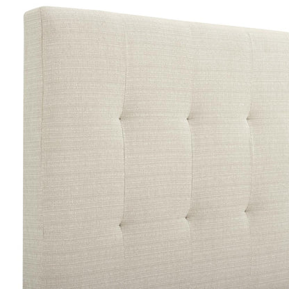 Queen Size Tall Tan Tufted Headboard Upholstered Platform Bed