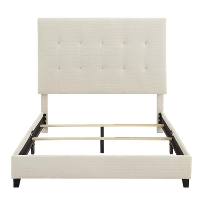Queen Size Tall Tan Tufted Headboard Upholstered Platform Bed