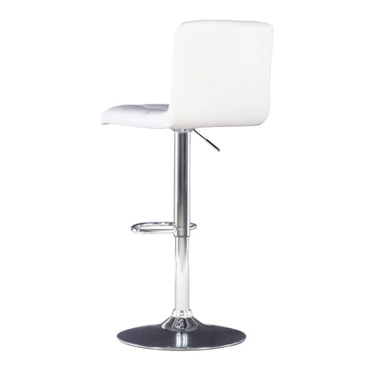 White Quilted Faux Leather & Chrome Adjustable Height Bar Stool