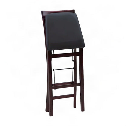 Rubberwood Folding Bar Stool with X-Back, Padded Bar Seat, Brown