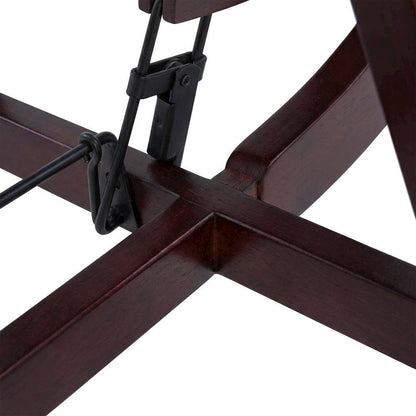 Rubberwood Folding Bar Stool with X-Back, Padded Bar Seat, Brown