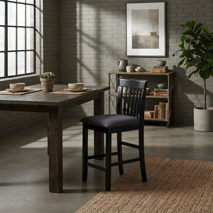 Craftsman Counter Stool with Mission Slat Back for Kitchen Island, Black