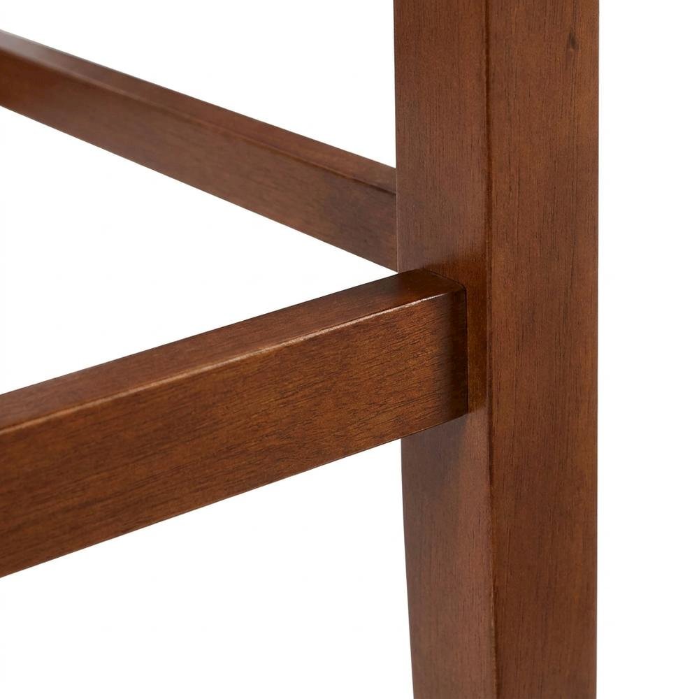 Mid-Century Faux Leather Bar Stool, Solid Hardwood Frame, Cream