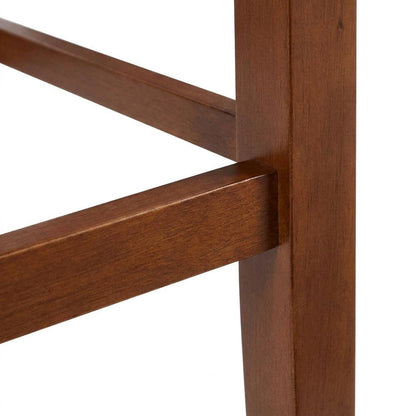 Mid-Century Faux Leather Bar Stool, Solid Hardwood Frame, Cream