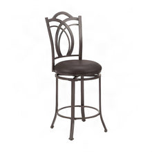 Metal Swivel Counter Stool with Faux Leather Cushion and Back, Brown