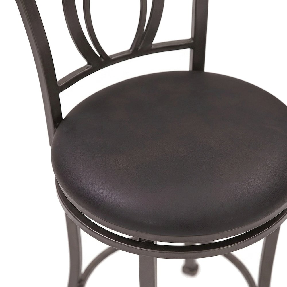 Metal Swivel Counter Stool with Faux Leather Cushion and Back, Brown