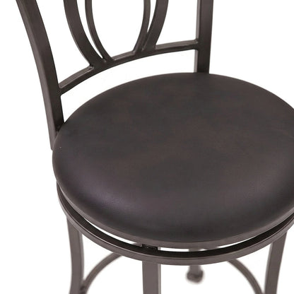 Metal Swivel Counter Stool with Faux Leather Cushion and Back, Brown