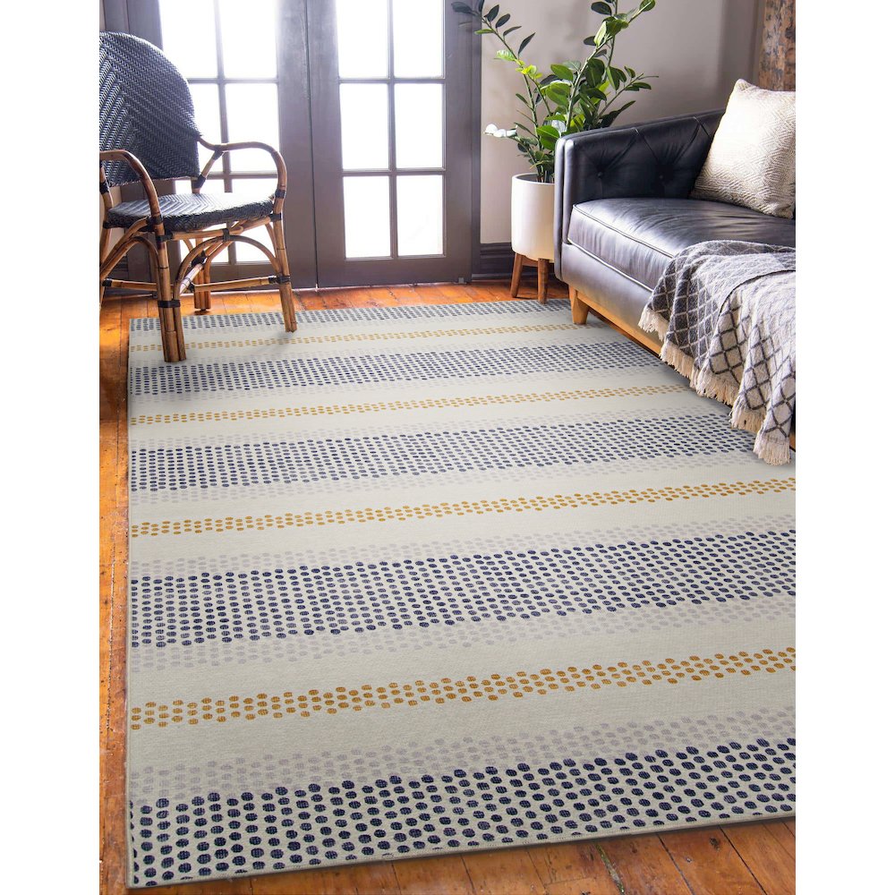 Outdoor Washable Delray Ivory & Blue 5' X7', Rug