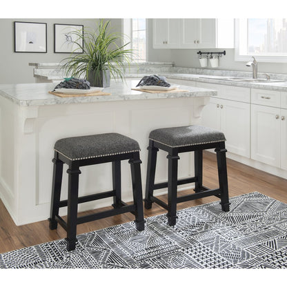 Kennedy Black And White Tweed Backless Counter Stool