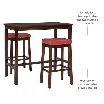 Claridge 3Pc Bar Set Brown Red