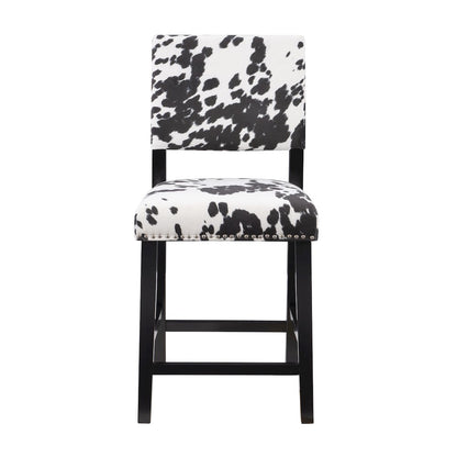 Corey Black Cow Print Counter Stool