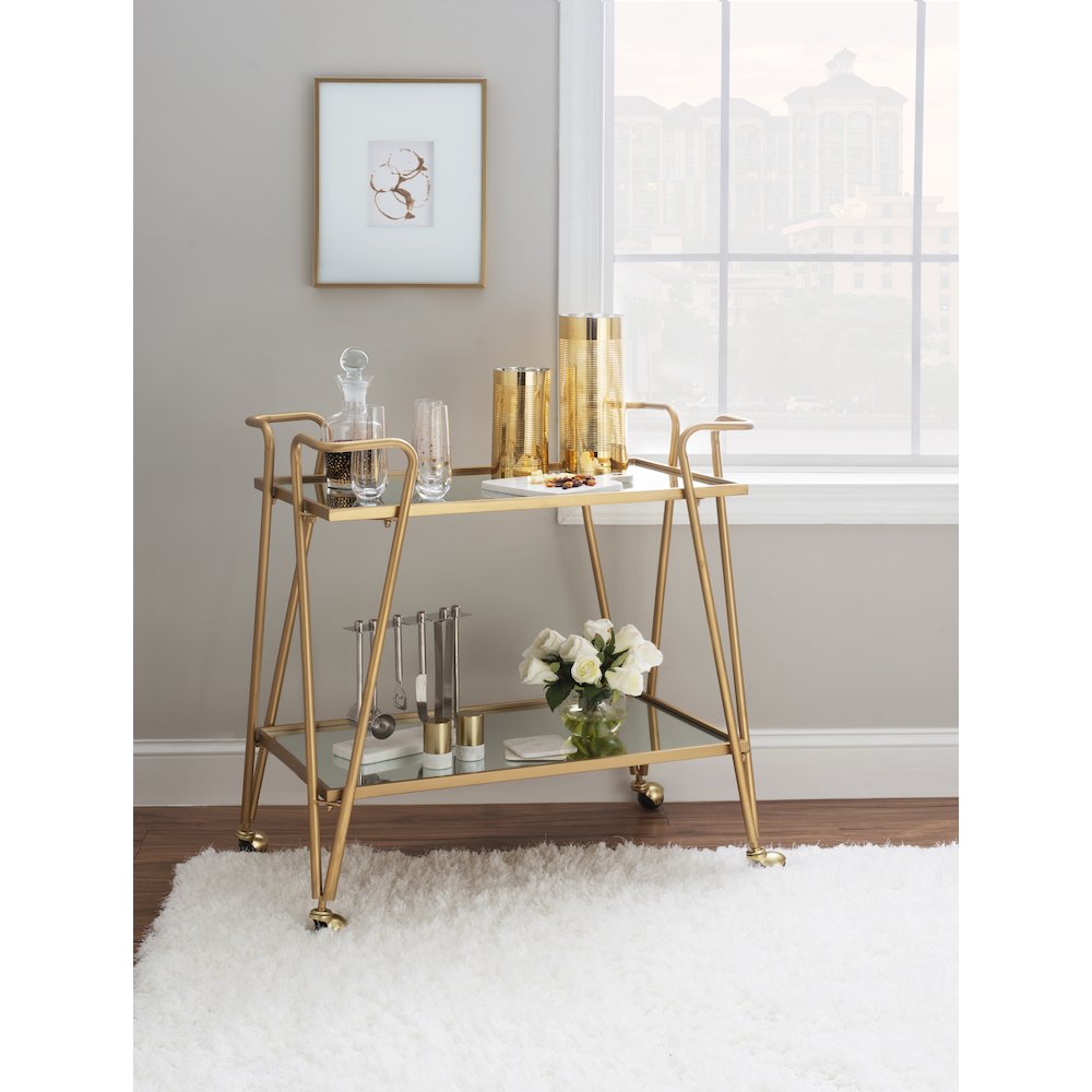 Gold Mid-Century Bar Cart