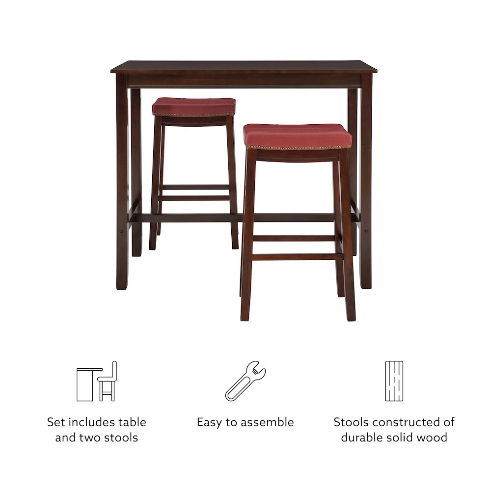 Claridge 3Pc Bar Set Brown Red