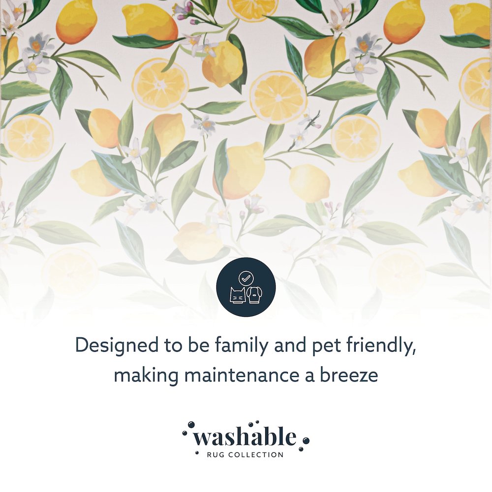 Washable Sumner Ivory/Yellow 5x7, Rug
