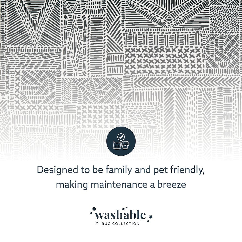 Washable Cayden Ivory/Black 3x5, Rug